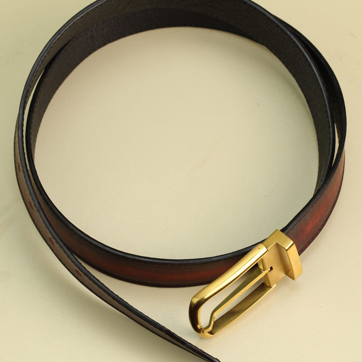 Burgundy Smooth Calf Leather Belt