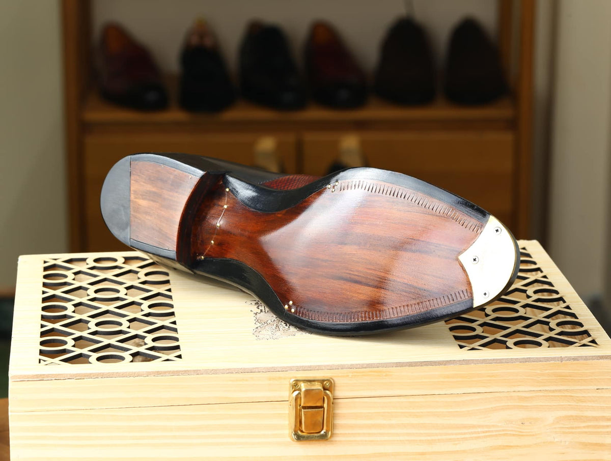 Arnold BB – Burgundy Hatch Grain & Black Calf Oxford