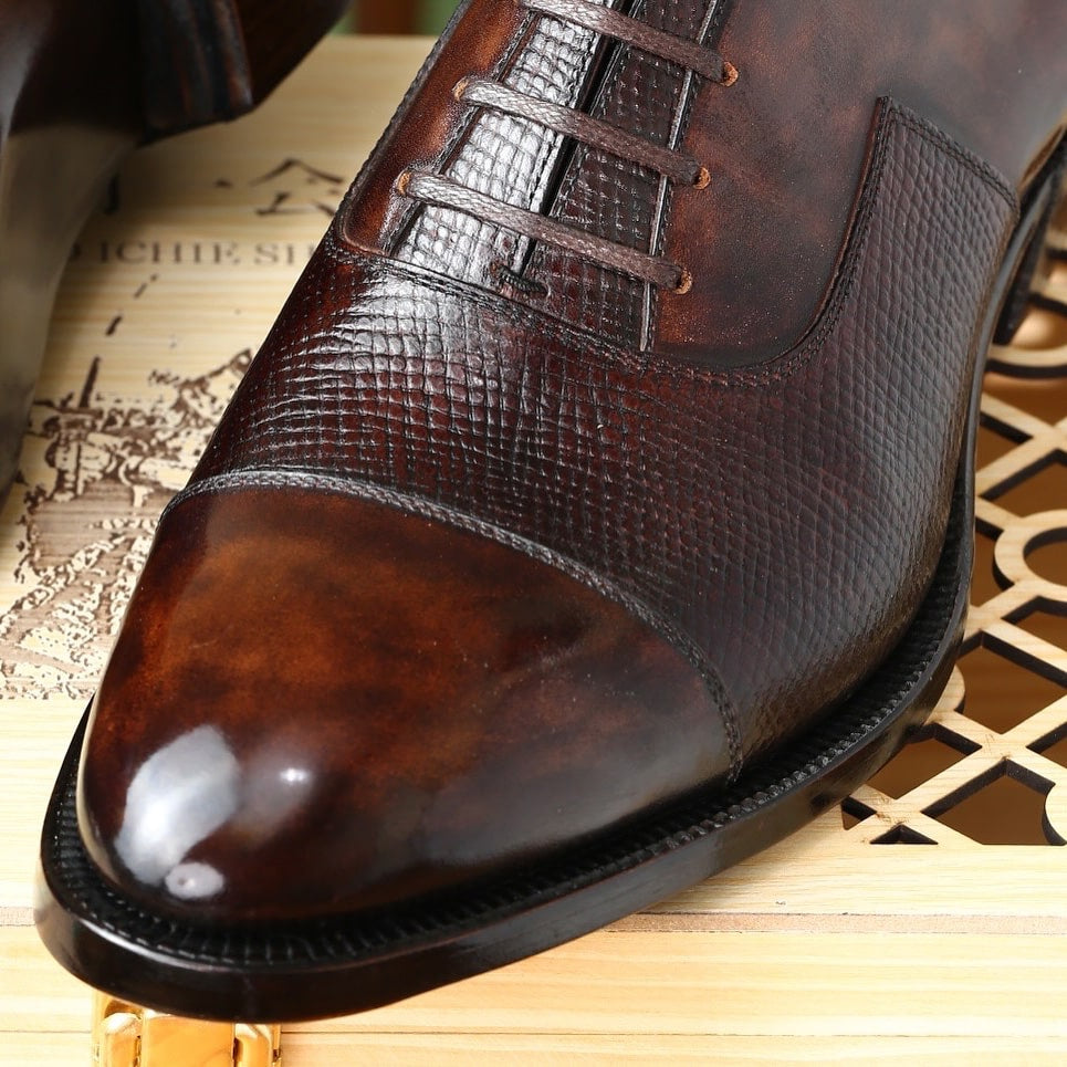 Arnold – Dark Brown Hatch Grain Oxford