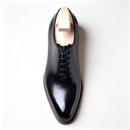 Pellevista — Handmade Calf Leather Oxfords, Black & Red Sole