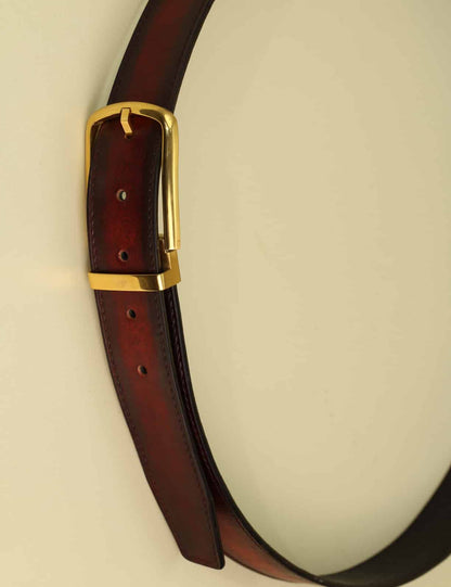 Burgundy Smooth Calf Leather Belt