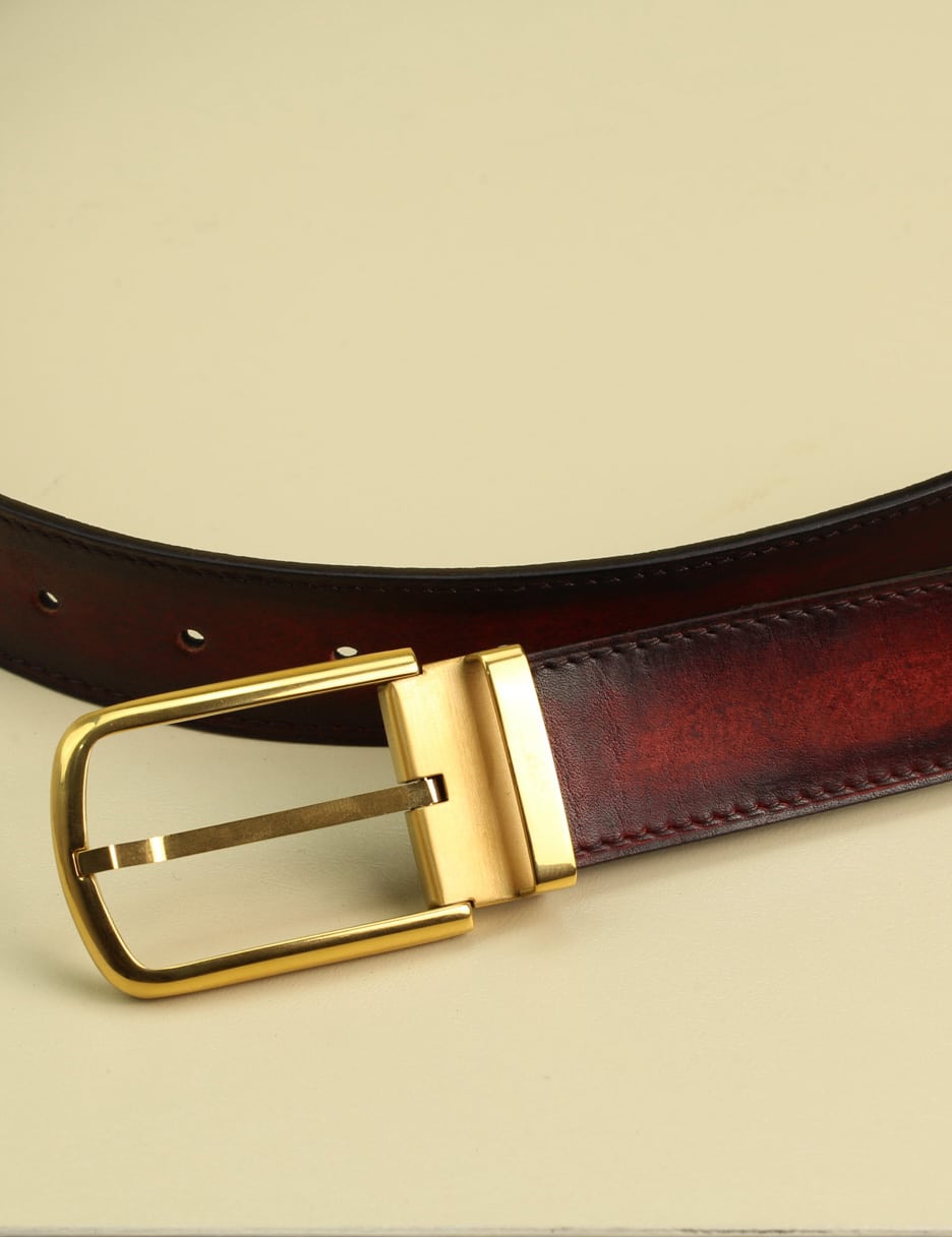 Burgundy Smooth Calf Leather Belt