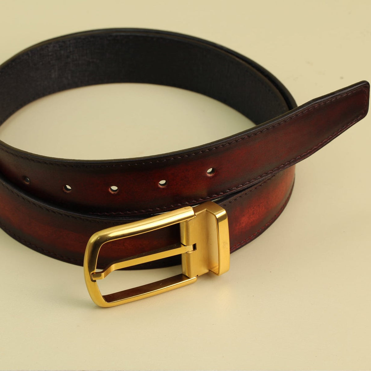 Burgundy Smooth Calf Leather Belt