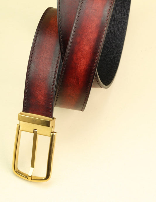 Burgundy Smooth Calf Leather Belt
