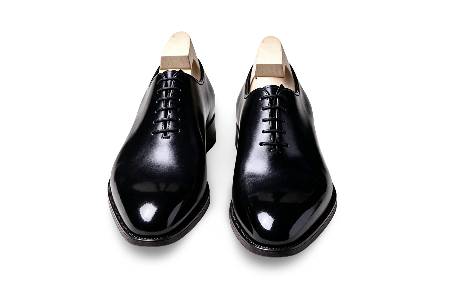 Pellevista — Handmade Calf Leather Oxfords, Black & Red Sole