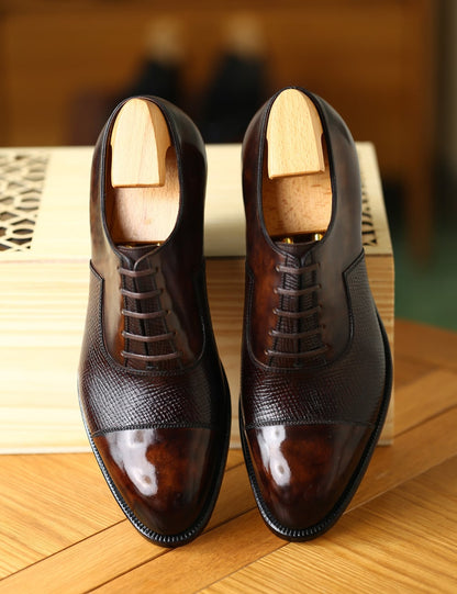 Arnold – Dark Brown Hatch Grain Oxford