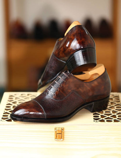 Arnold – Dark Brown Hatch Grain Oxford