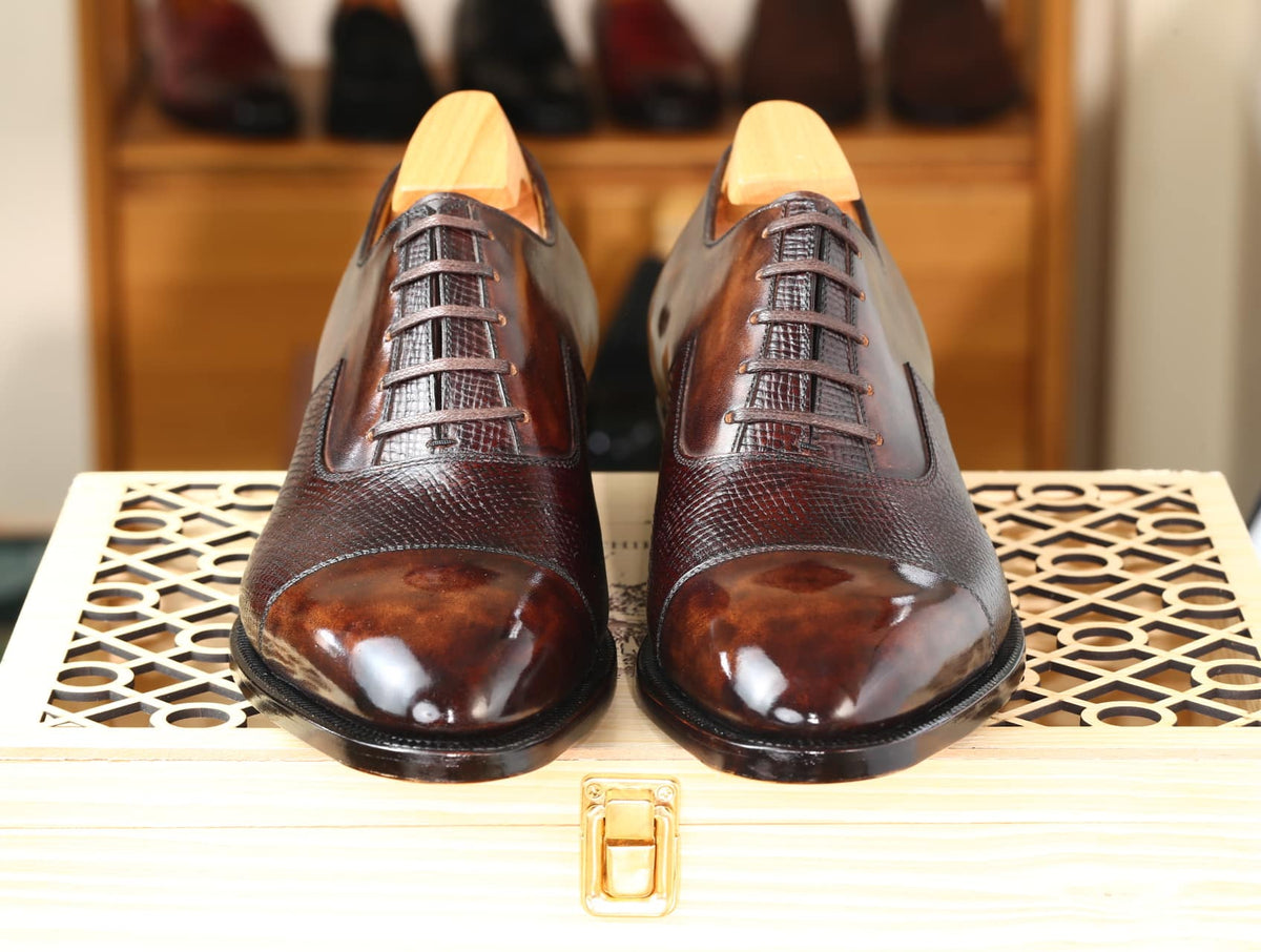 Arnold – Dark Brown Hatch Grain Oxford