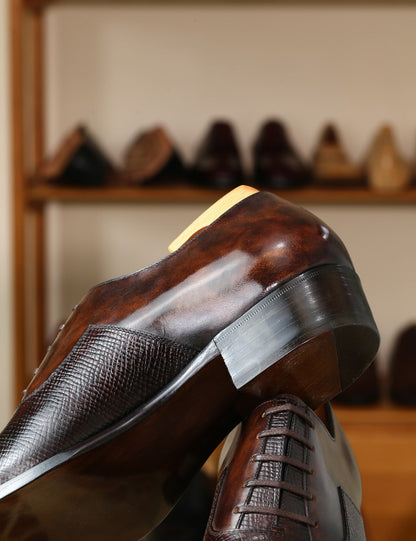 Arnold – Dark Brown Hatch Grain Oxford