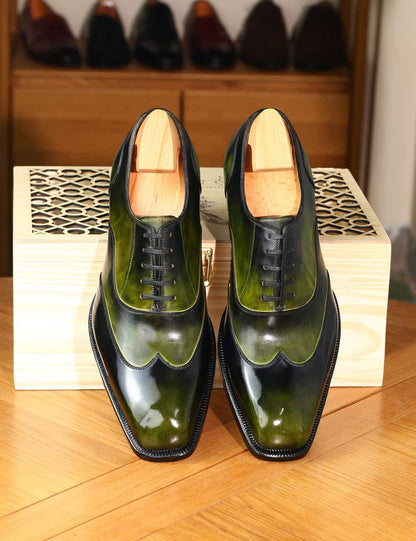 Michael – Olive Austerity Wingtip Oxford