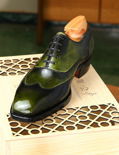 Michael – Olive Austerity Wingtip Oxford