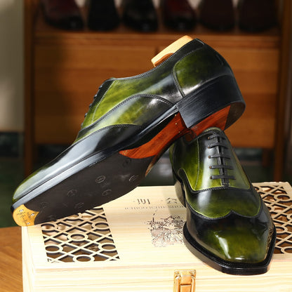 Michael – Olive Austerity Wingtip Oxford