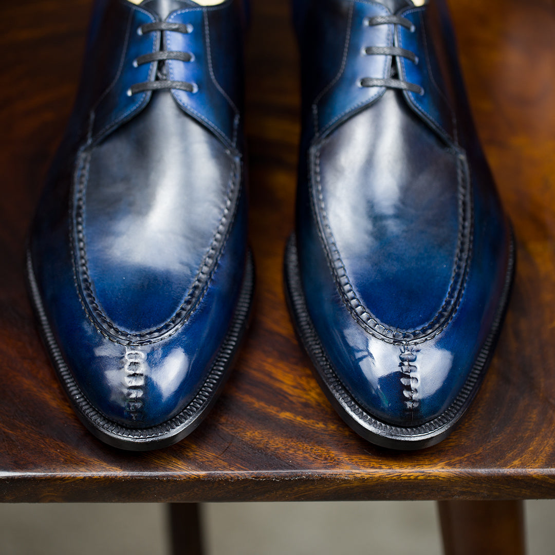 Navy 3 eyelets split toe derby