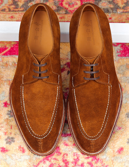 3 eyelets split toe derby in snuff suede