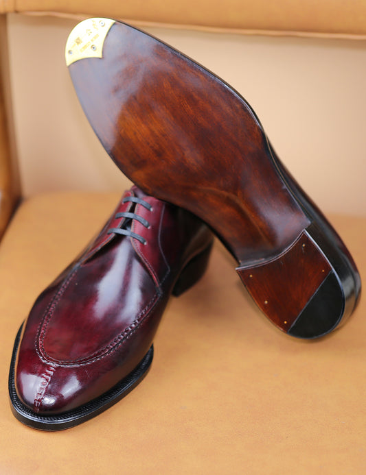 Burgundy 3 eyelets split toe derby