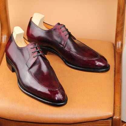 Burgundy 3 eyelets split toe derby