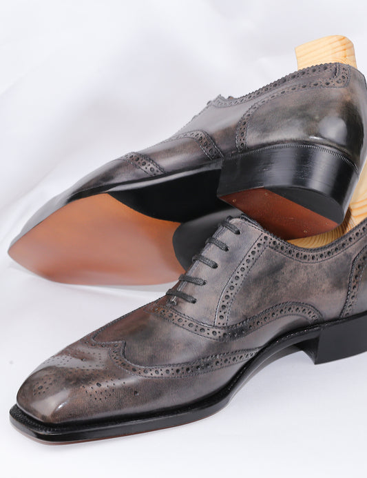 Handwelted Museum Grey Wingtip Oxford