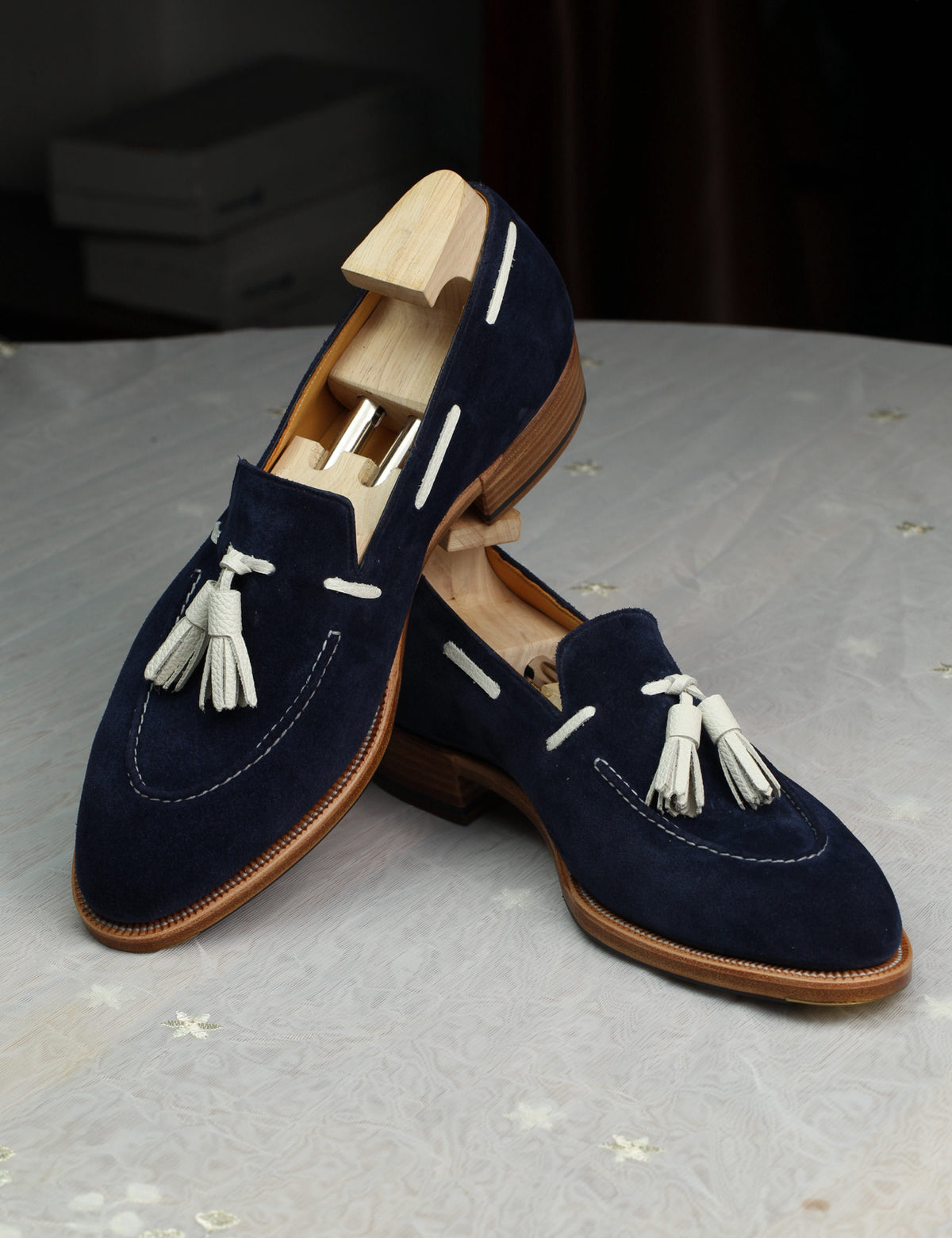 Navy Suede Tassel Loafer