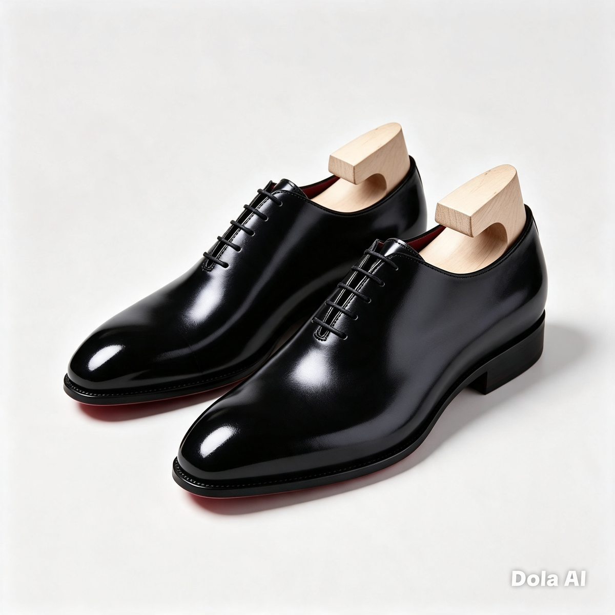 Pellevista — Handmade Calf Leather Oxfords, Black & Red Sole