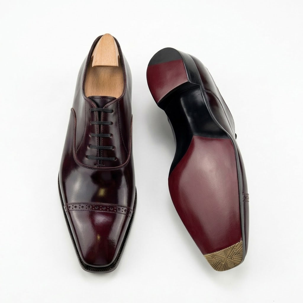 Men's Burgundy Leather Oxford Dress Shoes