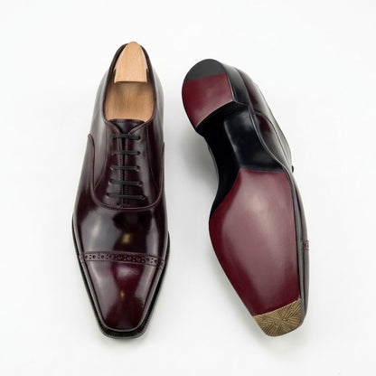 Men's Burgundy Leather Oxford Dress Shoes
