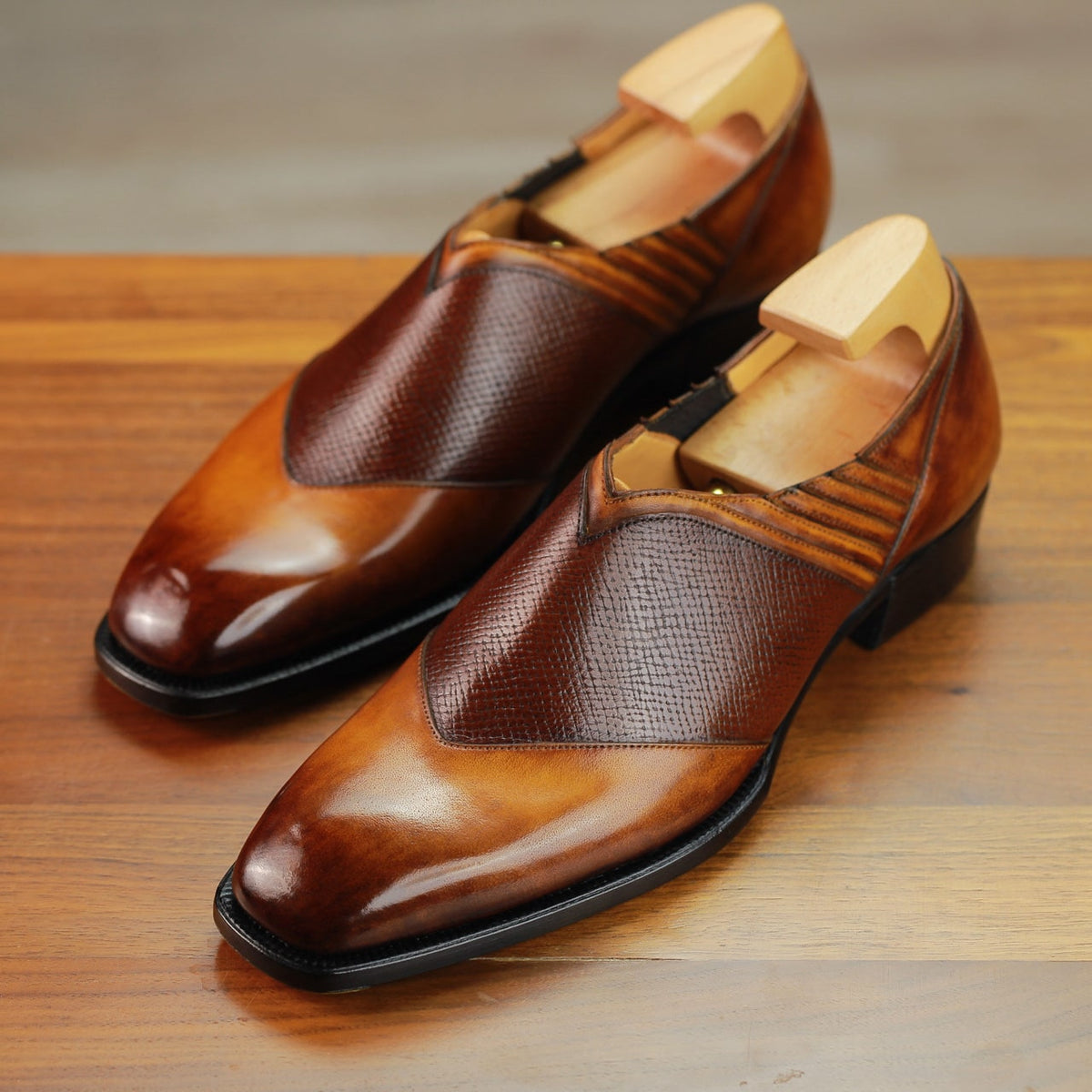 Swan Lazyman – Bespoke Hand-Dyed Cognac Italian Calf Shoe