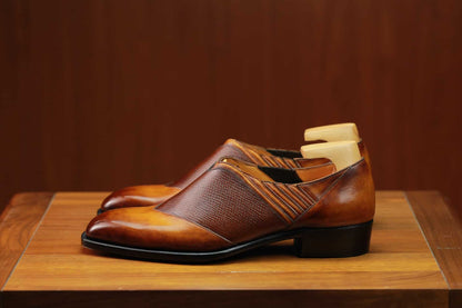 Swan Lazyman – Bespoke Hand-Dyed Cognac Italian Calf Shoe