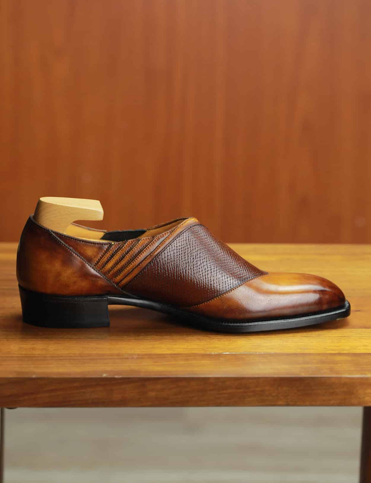 Swan Lazyman – Bespoke Hand-Dyed Cognac Italian Calf Shoe