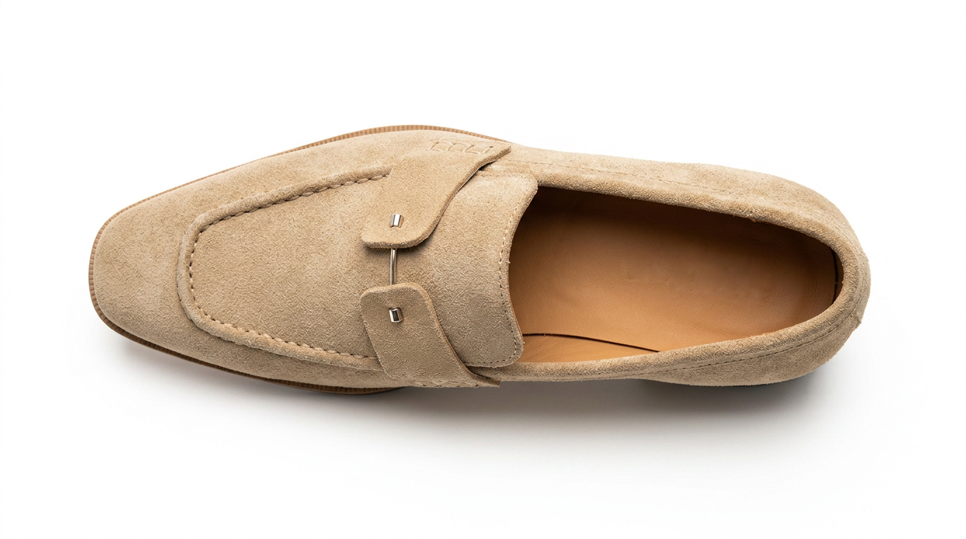 PelleVista Beige Suede Penny Loafers – Handmade Luxury Men's Dress Shoes for Business & Weddings