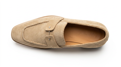 PelleVista Beige Suede Penny Loafers – Handmade Luxury Men's Dress Shoes for Business & Weddings