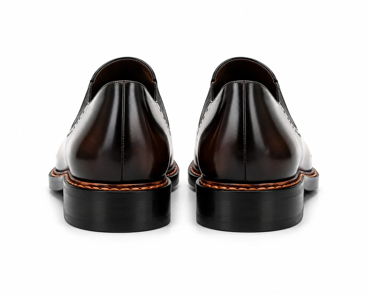 Men’s Black Leather Slip-On Dress Shoes – Burnished Brogue | Pellevista