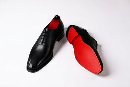 Black Wholecut Oxford Dress Shoe | Red Sole | Pellevista