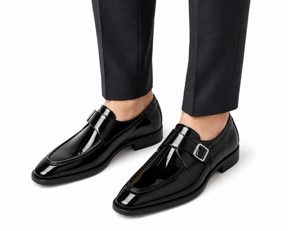 Men's Black Patent Leather Single Monk Strap Shoe – The Nero