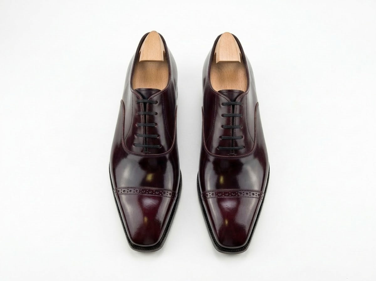 Men's Burgundy Leather Oxford Dress Shoes