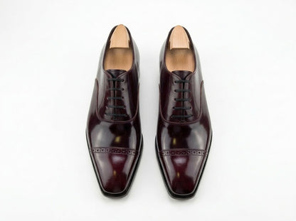 Men's Burgundy Leather Oxford Dress Shoes