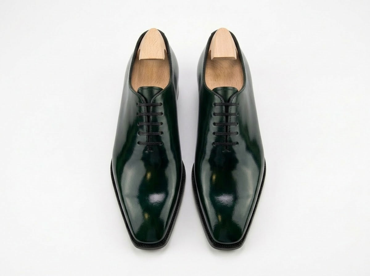 Men's Dark Green Leather Oxford Dress Shoes