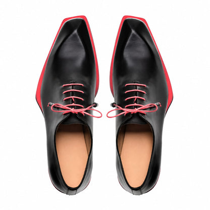 Mezlan Asymmetric Wholecut Oxford - Black Leather Men's Dress Shoes - Pellevista