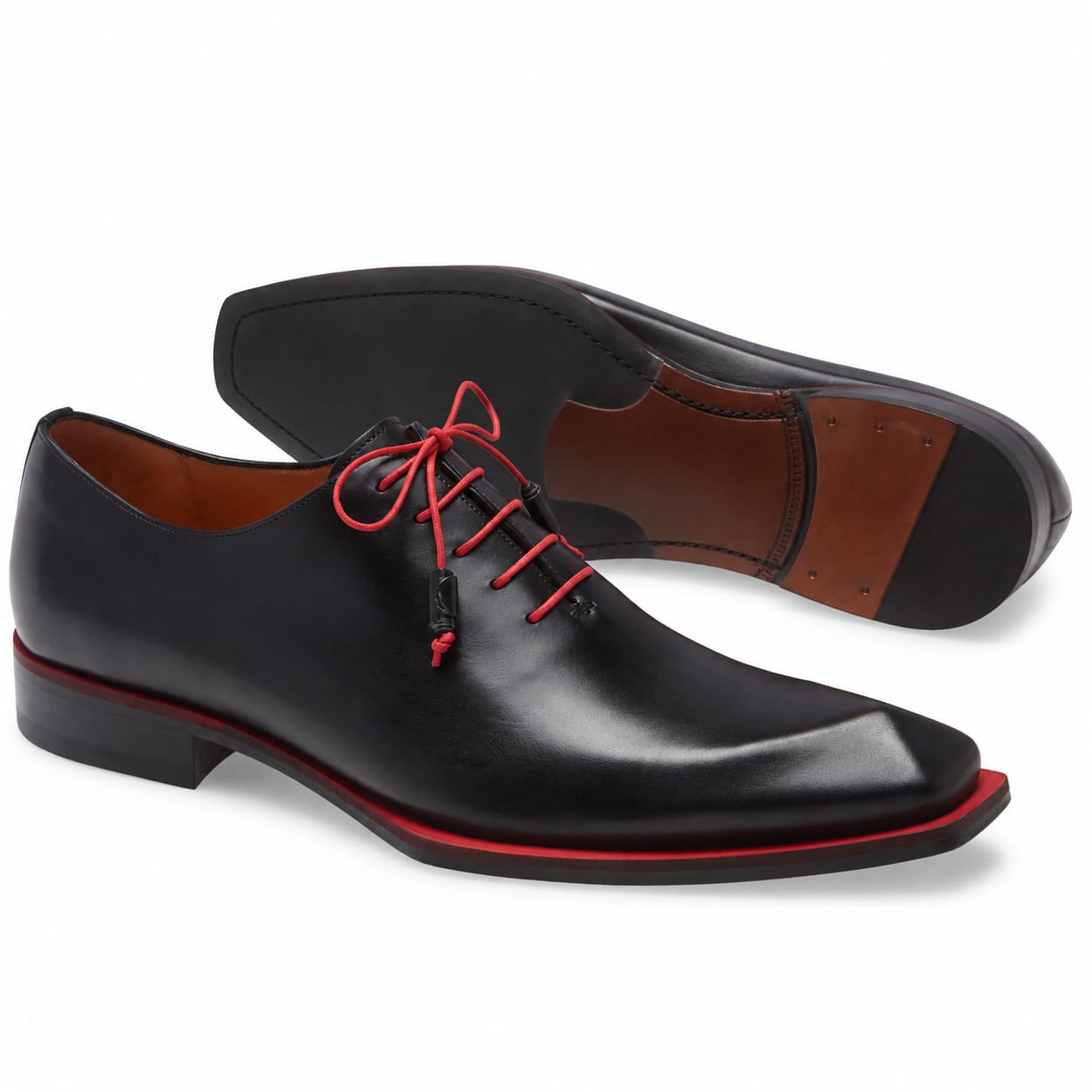 Mezlan Asymmetric Wholecut Oxford - Black Leather Men's Dress Shoes - Pellevista