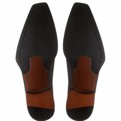 Mezlan Asymmetric Wholecut Oxford - Black Leather Men's Dress Shoes - Pellevista
