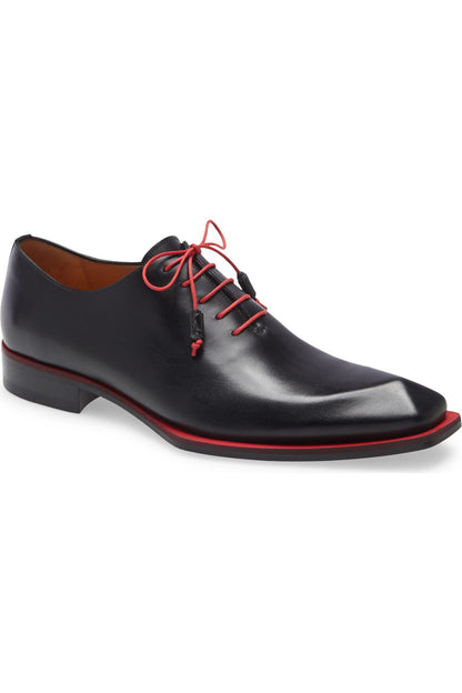 Mezlan Asymmetric Wholecut Oxford - Black Leather Men's Dress Shoes - Pellevista