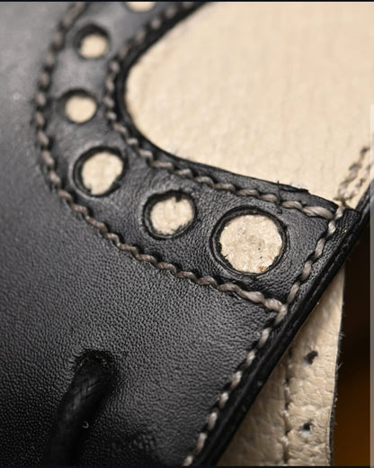 Black & Cream Wingtip Brogue Formal Shoes for Men | Pellevista