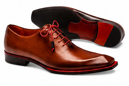 Mezlan Asymmetric Wholecut Oxford - Black Leather Men's Dress Shoes - Pellevista