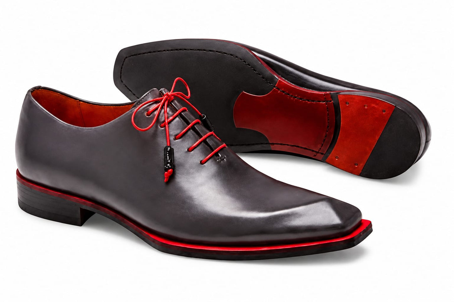 Mezlan Asymmetric Wholecut Oxford - Black Leather Men's Dress Shoes - Pellevista