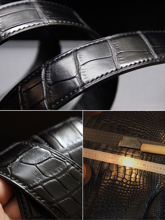Crocodile leather belt