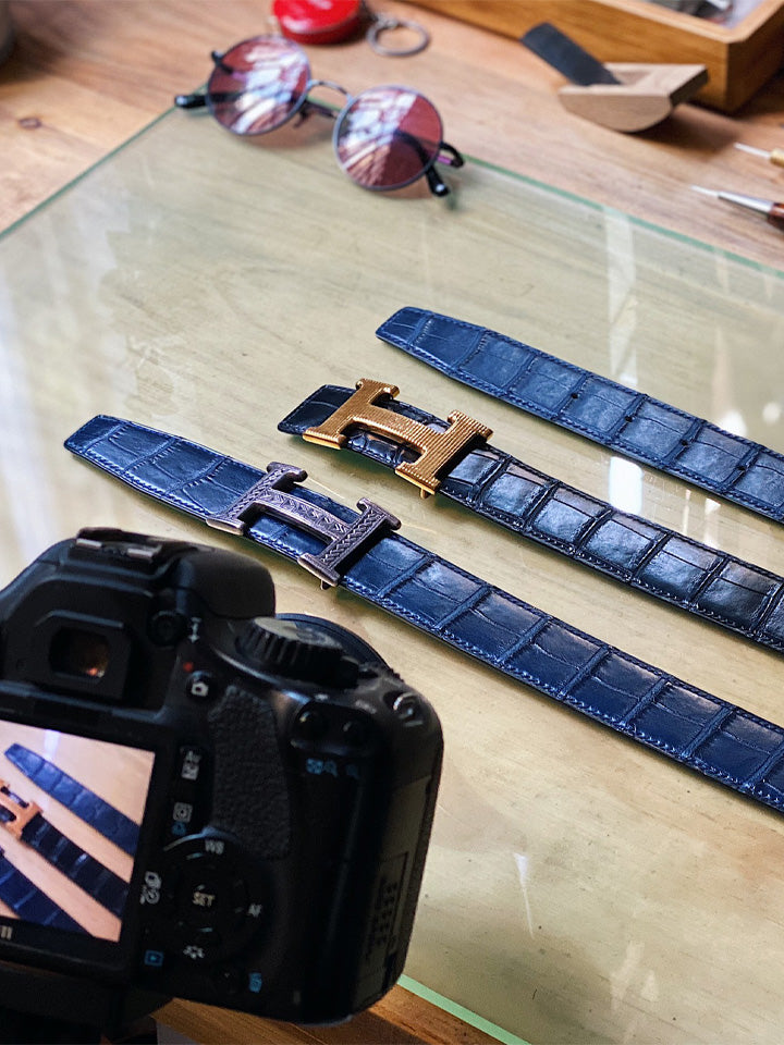 Crocodile leather belt