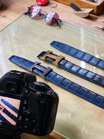 Crocodile leather belt