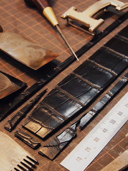 Crocodile leather belt